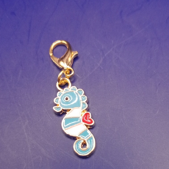 Jewelry - Gold and Blue Seahorse Charm